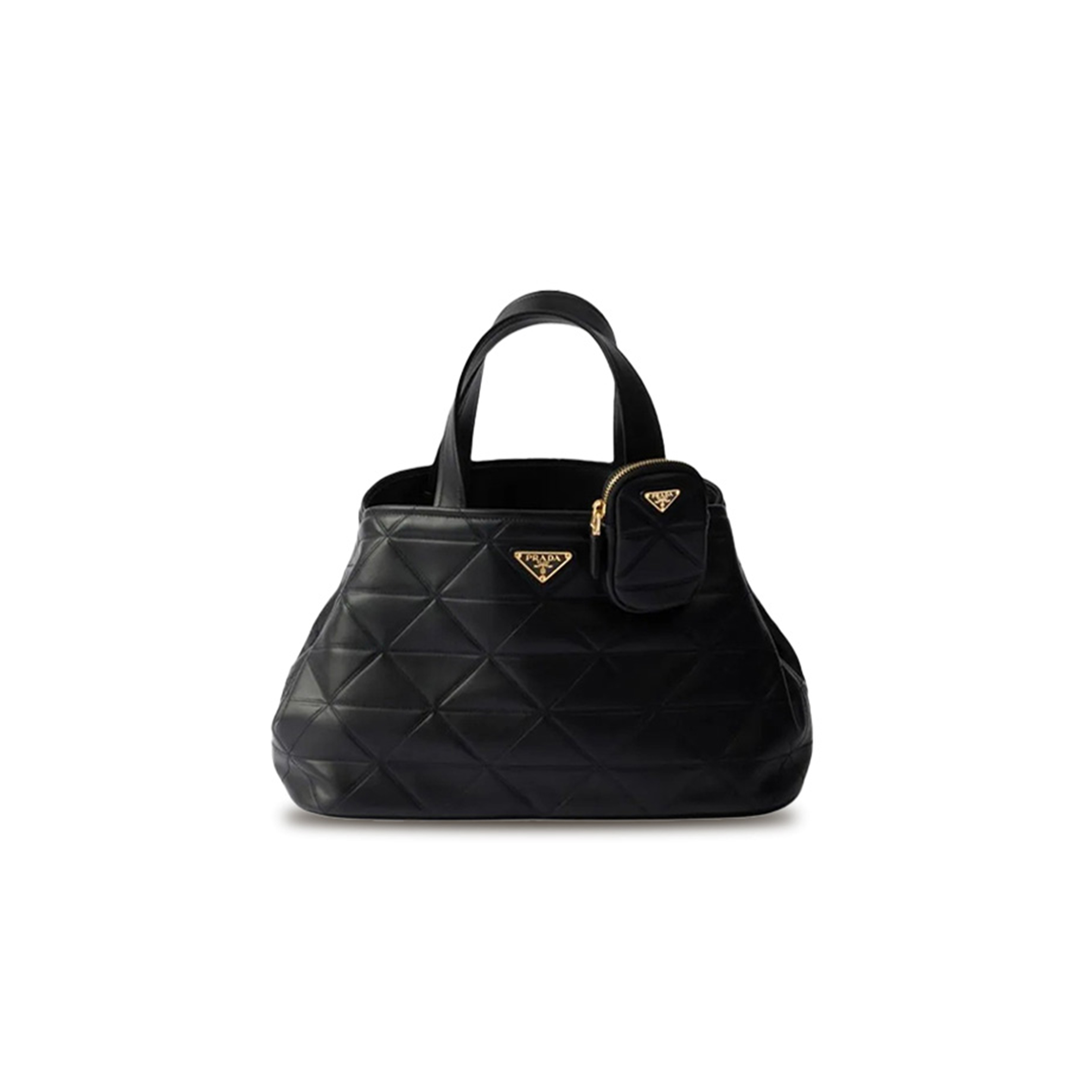 Pra*a medium leather tote bag with stitching 1bg545 (35*22*15cm)